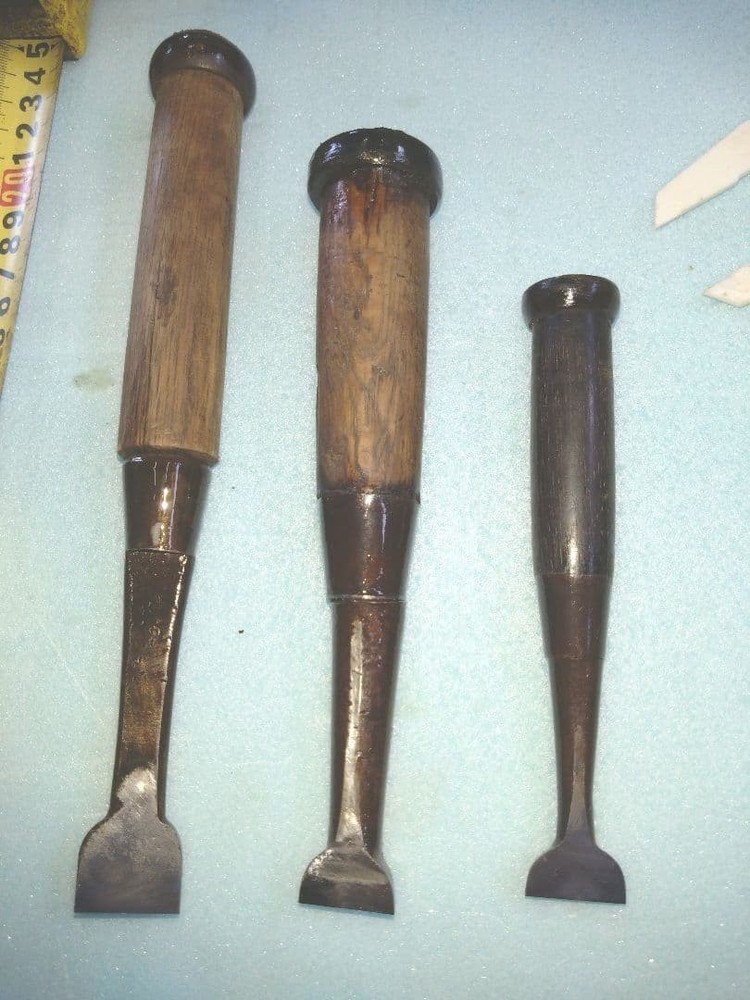 Chisel Set 3pc Blackened Honed for Fine Detail Work Small Hand Tool Kit