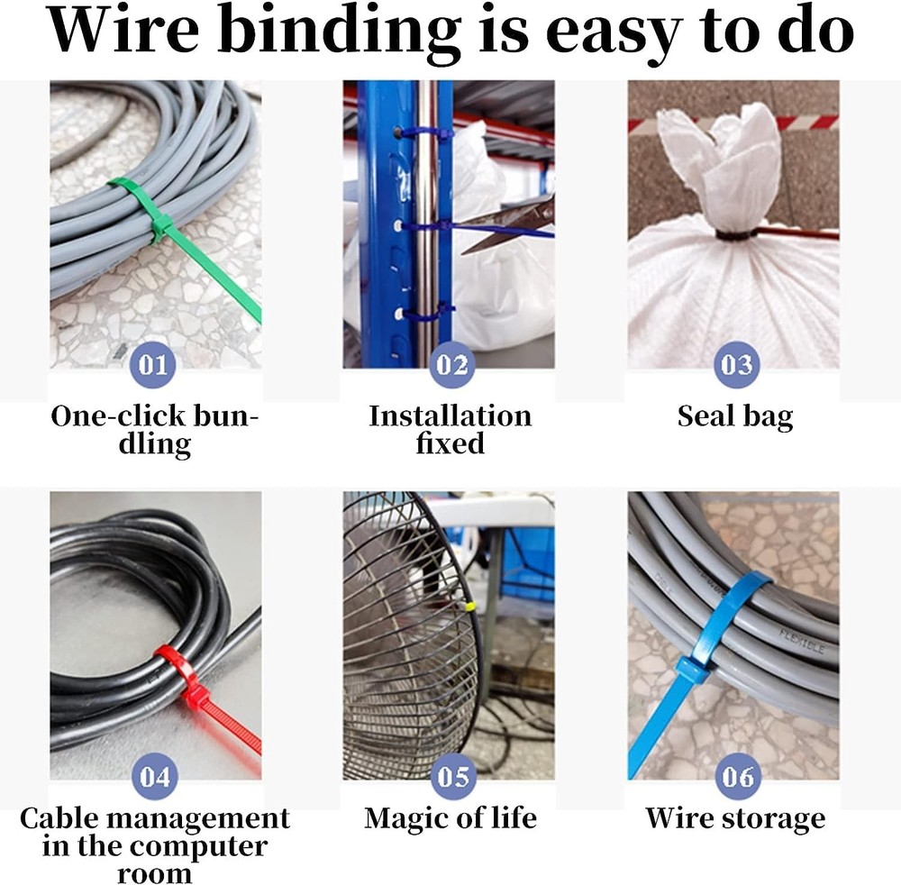 1200 Pieces Zip Ties, Multi-Purpose Assorted Colored Self-Locking Nylon Cable...