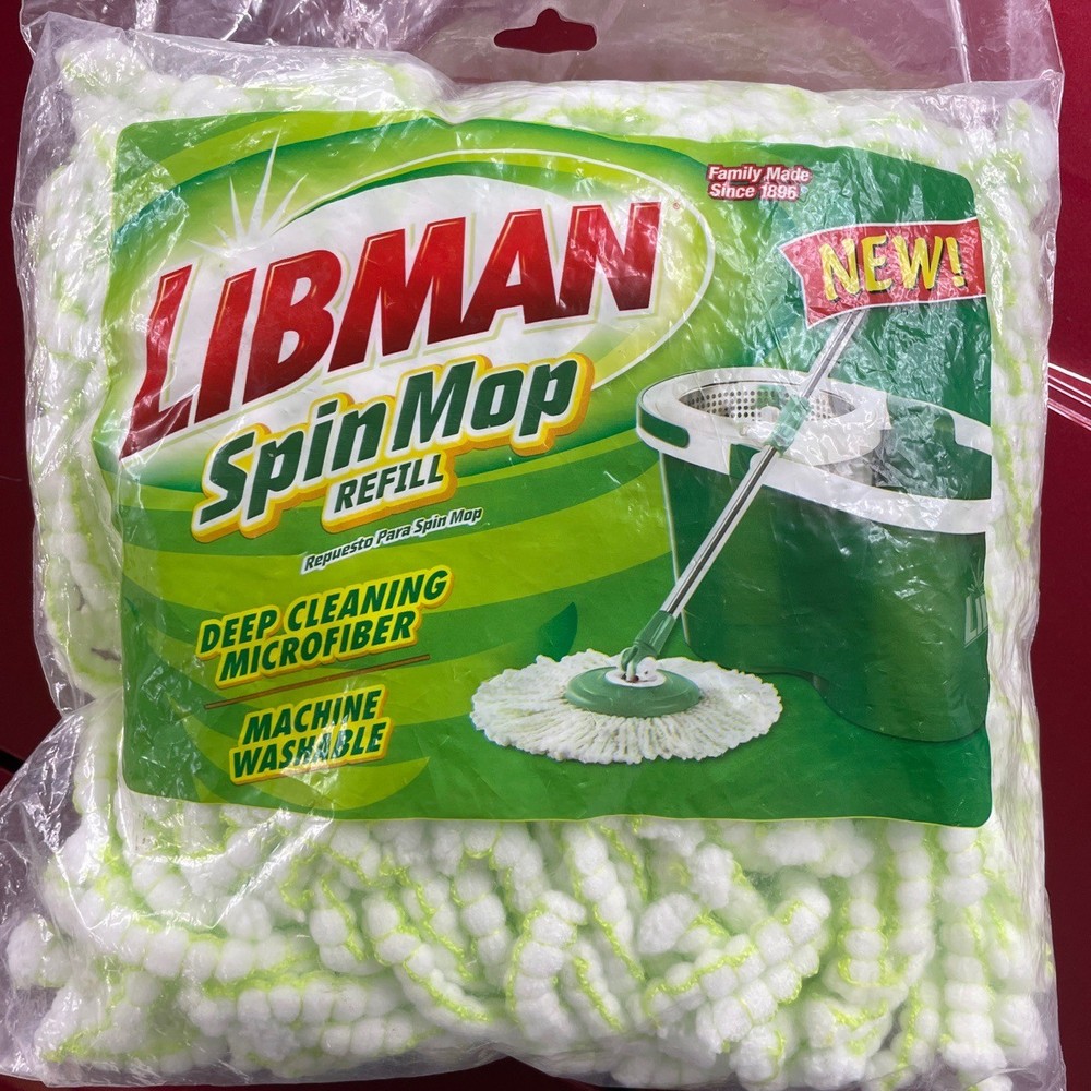 Libman Spin Mop Refill Deep Cleaning Microfiber Machine Washable White 1164