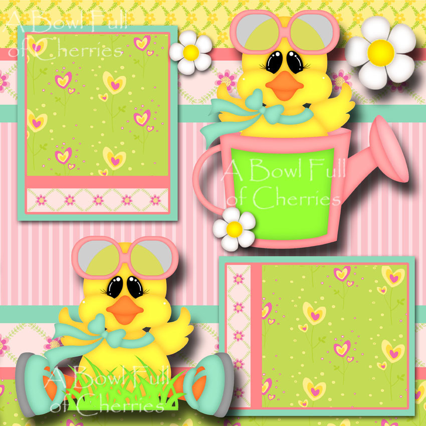 Welcome Spring 2 premade scrapbook pages printed layout paper piecing By Cherry