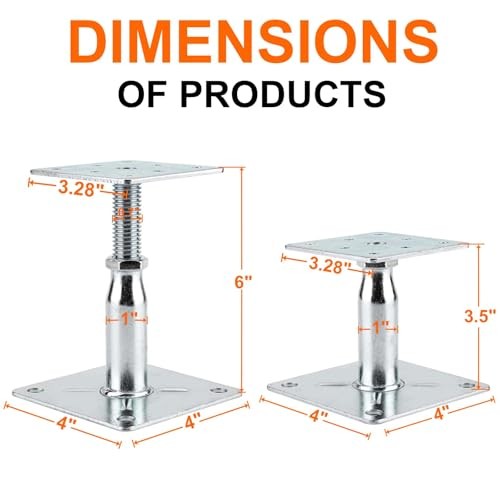 2 Pack Adjustable Support Jack for The Floor,Deck 2Pack/3.5-6inch