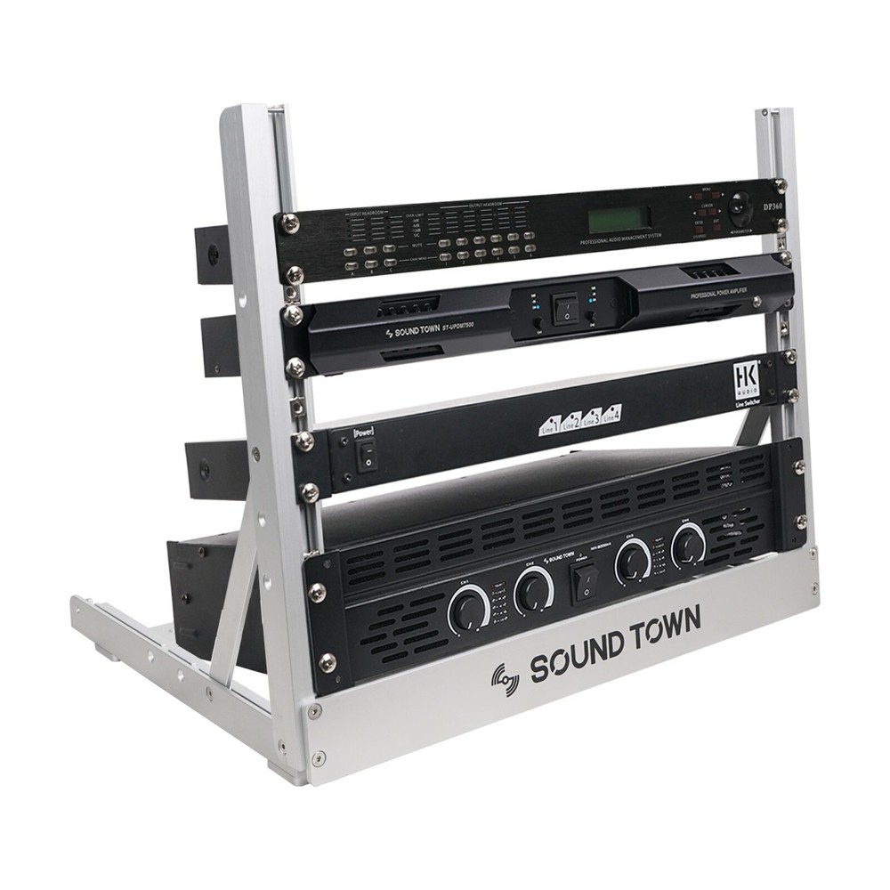 Sound Town 8U Aluminum 2-Post Desktop Open-Frame Rack Angle Adjustable (2PF-8A)