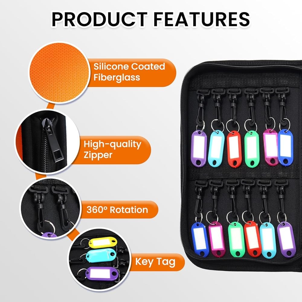 Portable Key Organizer with Handle, Fireproof and Waterproof Key Case, Key