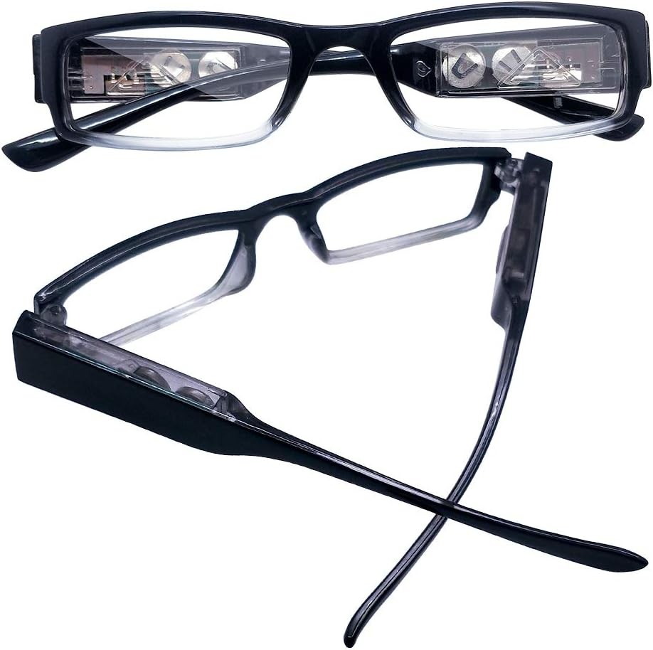 3 Pack Reading Glasses with Lights and Magnifier Black