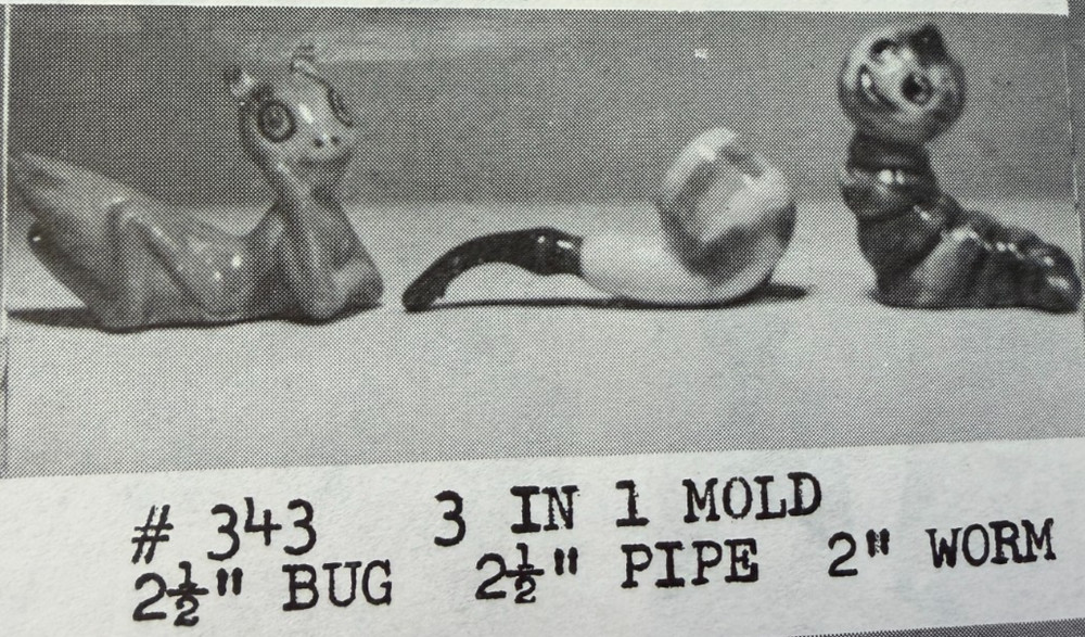 VINTAGE CALIFORNIA CERAMIC MOLD #343 BUG PIPE WORM