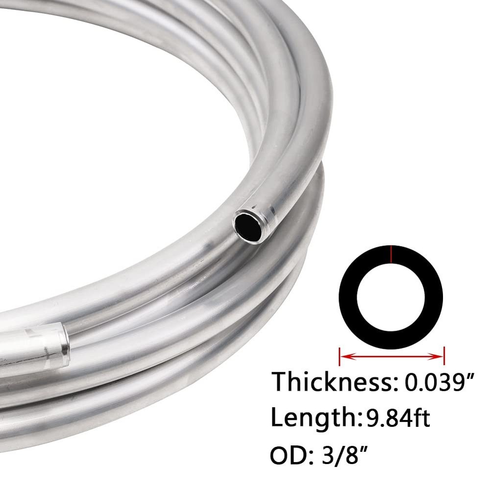 1060 Aluminum Coiled Tubing 3/8" OD Seamless Round Pipe, 0.039" Wall Thicknes...