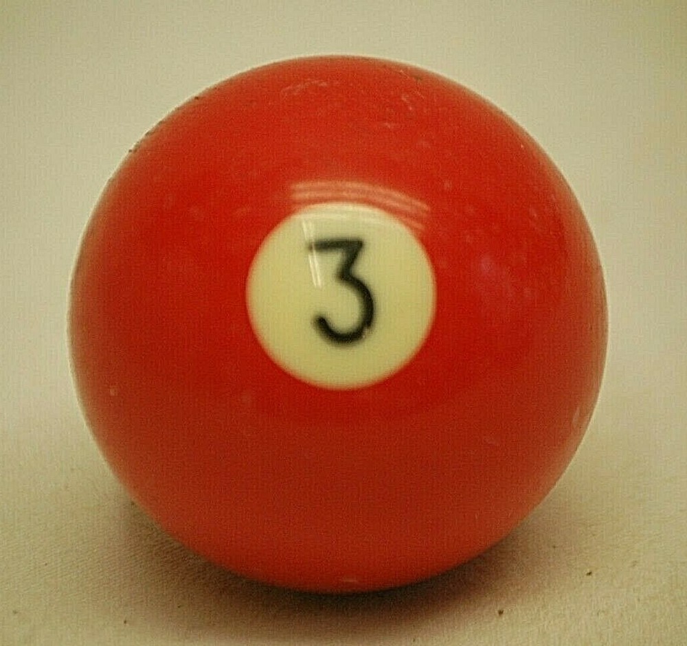 Pool Table Billiard Ball #3 Solid Red Vintage Replacement Piece