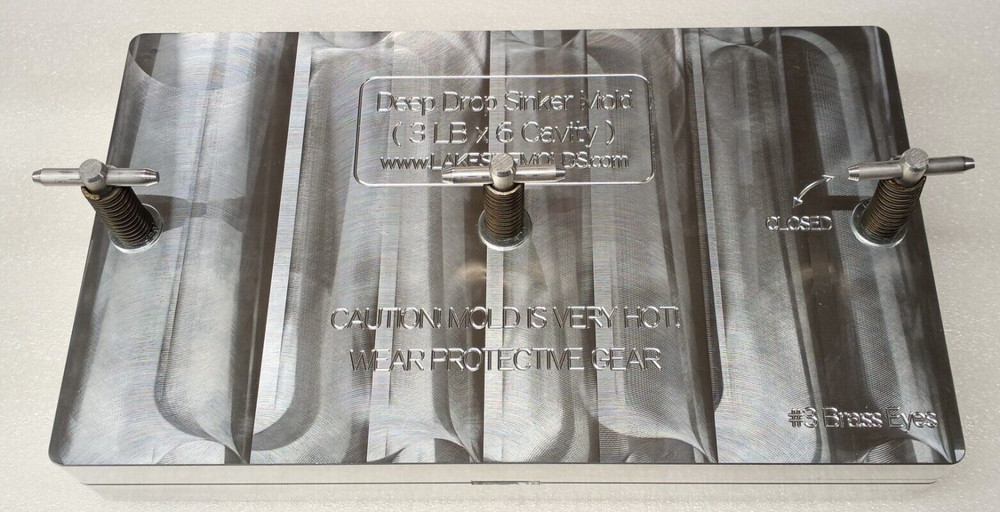 Cod Sinker / Deep Drop Weight Mold 3 LB ( 6 Cavity ) Aluminum CNC