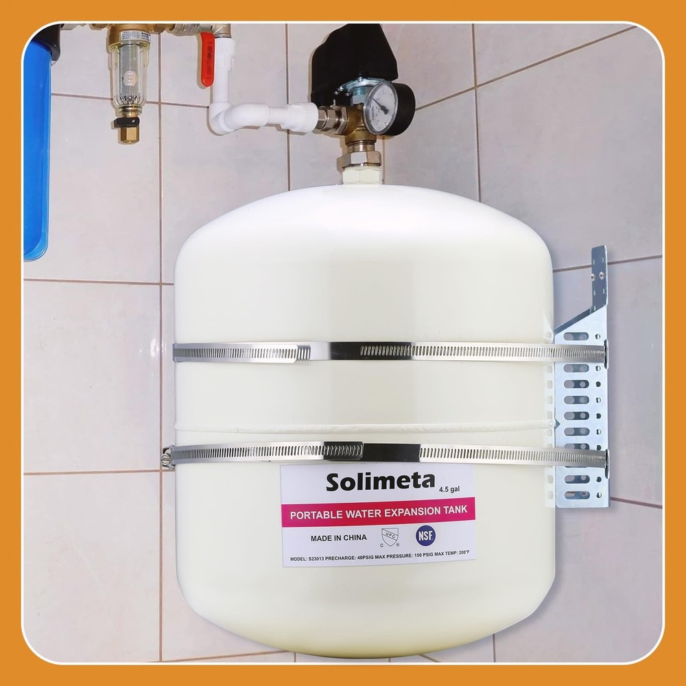 Solimeta 4.5 Gallon Potable Water Expansion Tank With Adjustable Wall Mountin...