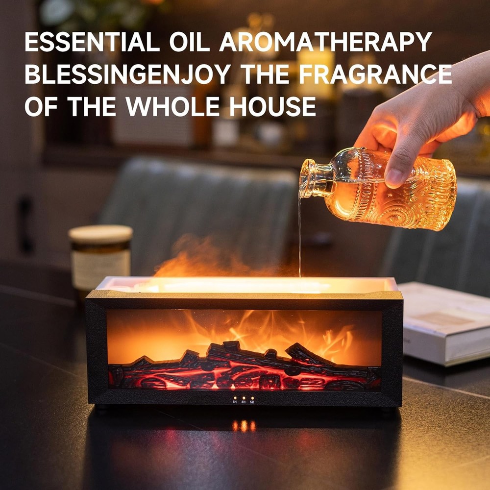 Fireplace Flame Air Diffuser Humidifier,7 Colors Aromatherapy Essential Oil Diff