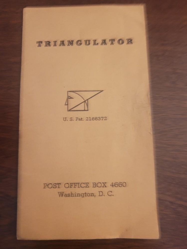 Vtg 1940s Triangulator Slide Chart + Instructions "Makes Trigonometry Easier"
