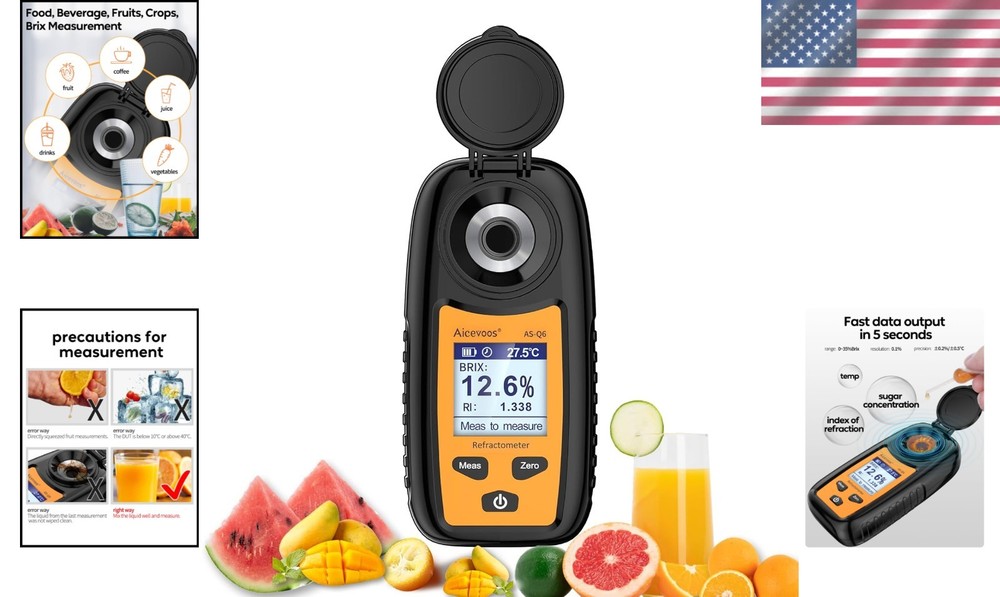 Automatic Digital Refractometer for Sugar Content - 0-35% Range, Easy to Use