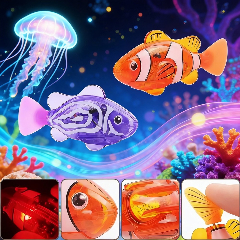4pcs Magic Water-Activated Glowing Interactive Colorful Swimming Fish