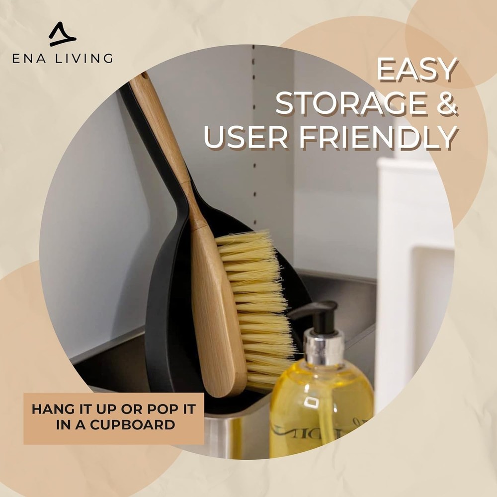 Dust Pan and Brush Set - Sturdy Bamboo Sweeping Tools for Efficient Cleaning