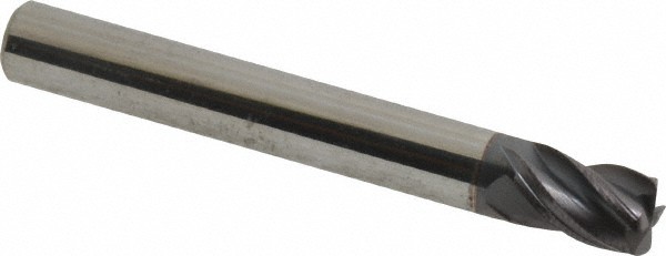 Accupro 1/4" Diam 4 Flute Single End Solid Carbide 0.03" Corner Radius End Mi...