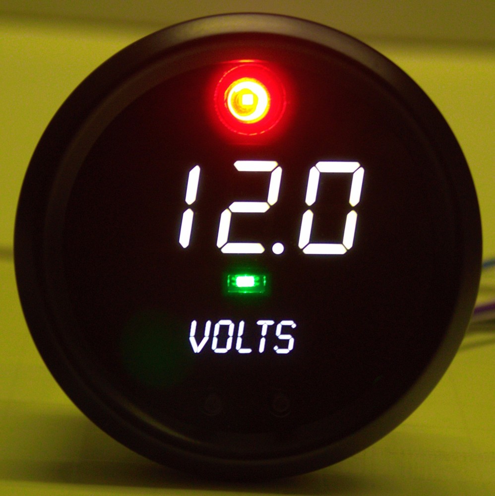 2 5/8" VoltMeter Programmable Alarm & Output Memory Recall WHITE w/ BLACK BEZEL