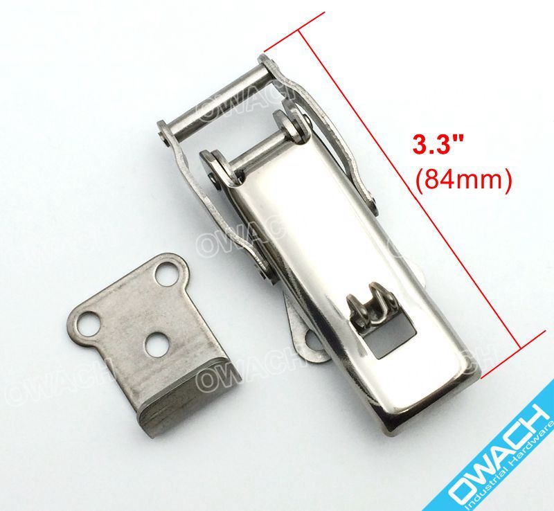 3" Stainless Steel Draw Latch Secondary Catch, with Spring, Toggle Latch