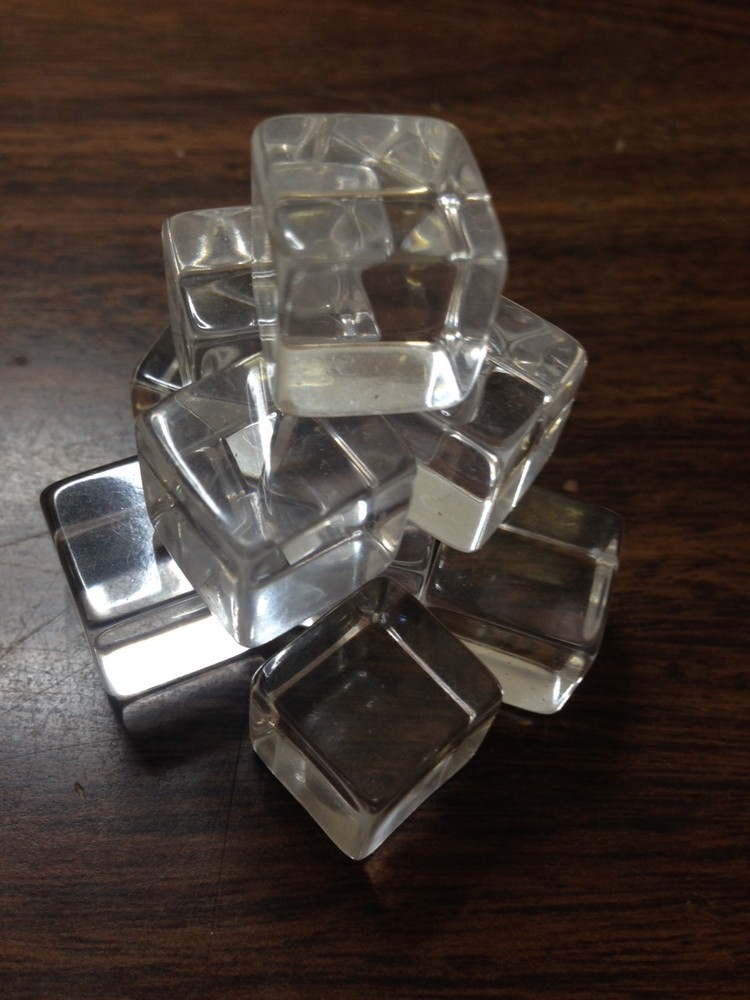 10 PACK Clear Acrylic Tumbled Cube Solid 5/8"