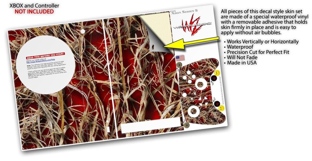 Skin Wrap for XBOX Series S Console Controller Grassy Marsh Camo Red