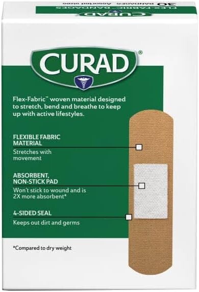 Curad Flex-Fabric Assorted Sizes Bandages, (30 Ct.) CUR47314RB