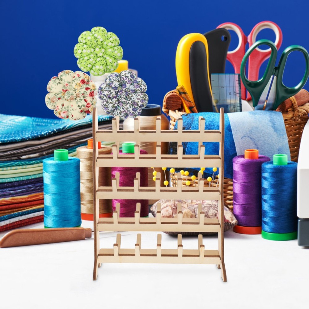 Thread Spool Storage Rack for Sewing Accessories Durable Wooden Design