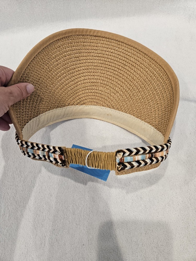 Cupshe Tan Straw Visor with Black Tassel and Multicolor Braid