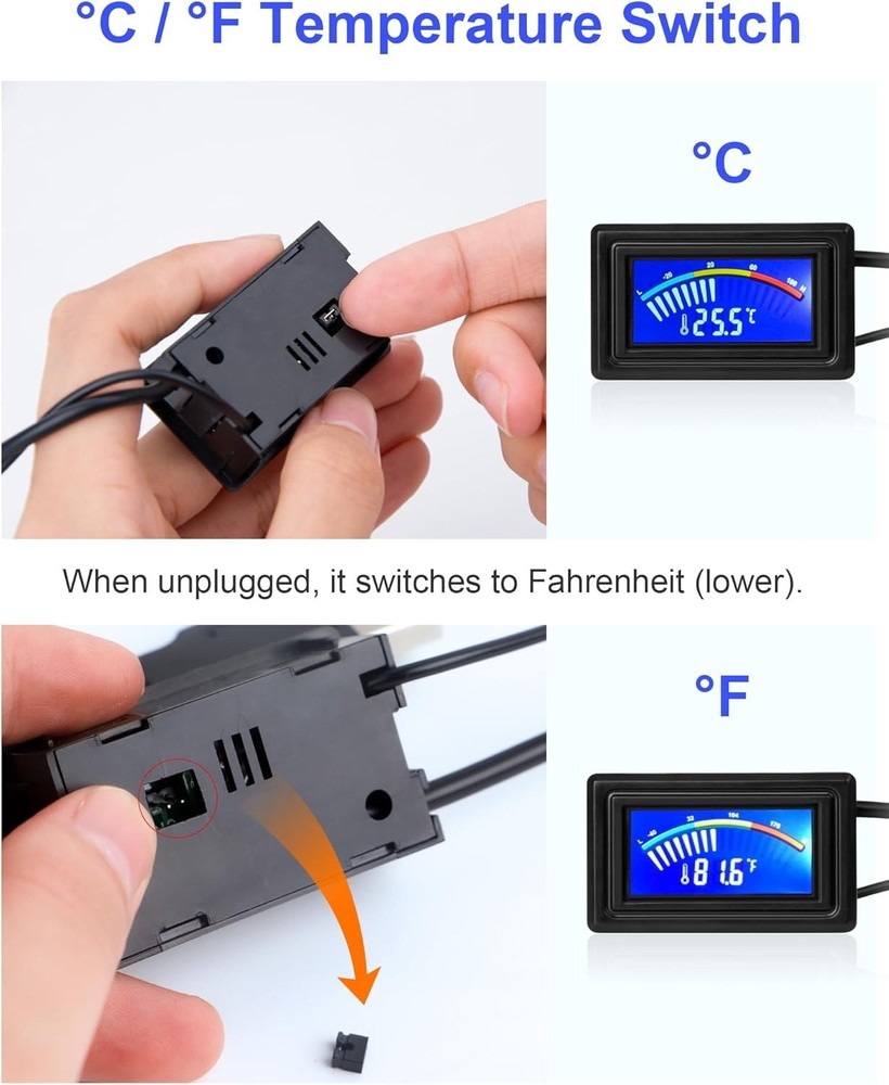 High Accuracy Digital Thermometer with LCD Display, USB Powered & Switchable ℉/℃