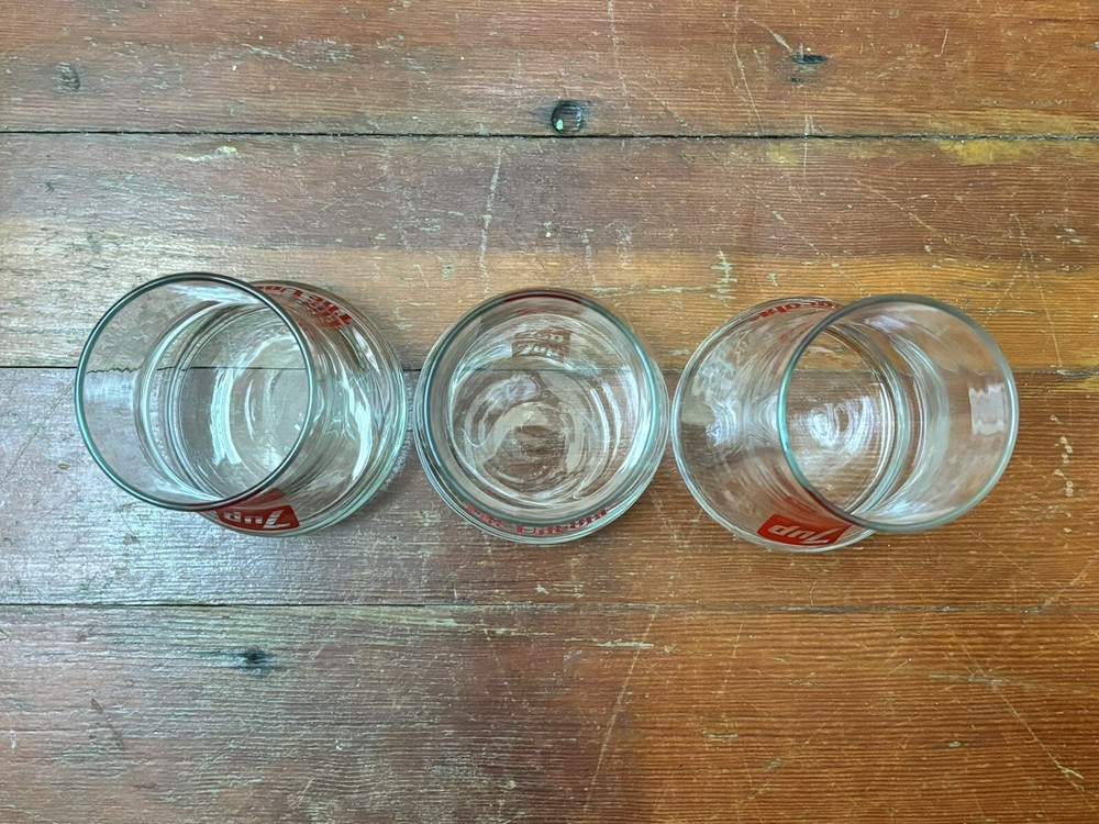 1970s 7UP “The Uncola” upside-down drinking glasses