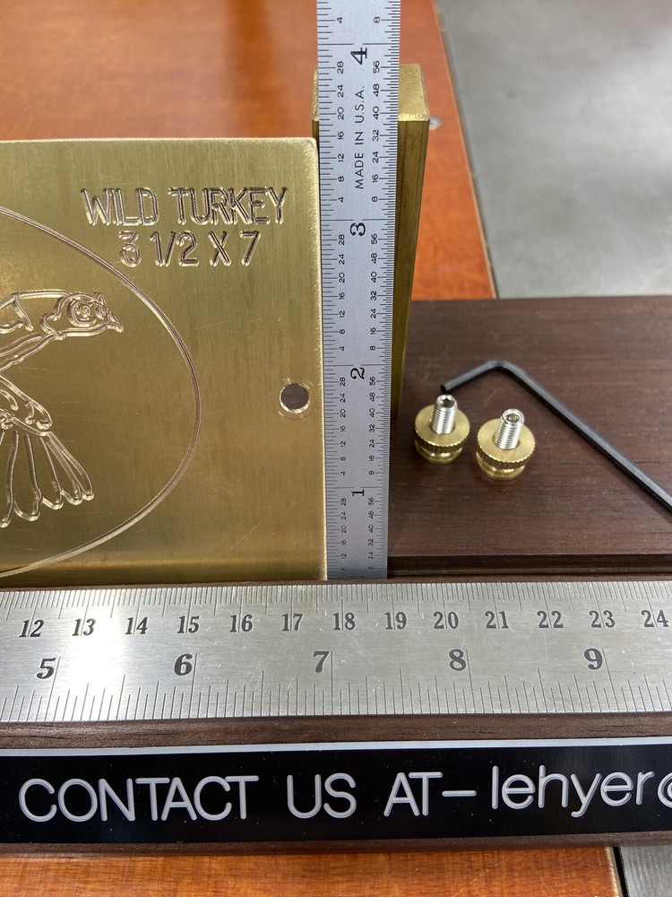 WILD TURKEY SOLID BRASS MASTER ENGRAVING PLATE FOR NEW HERMES FONT TRAY