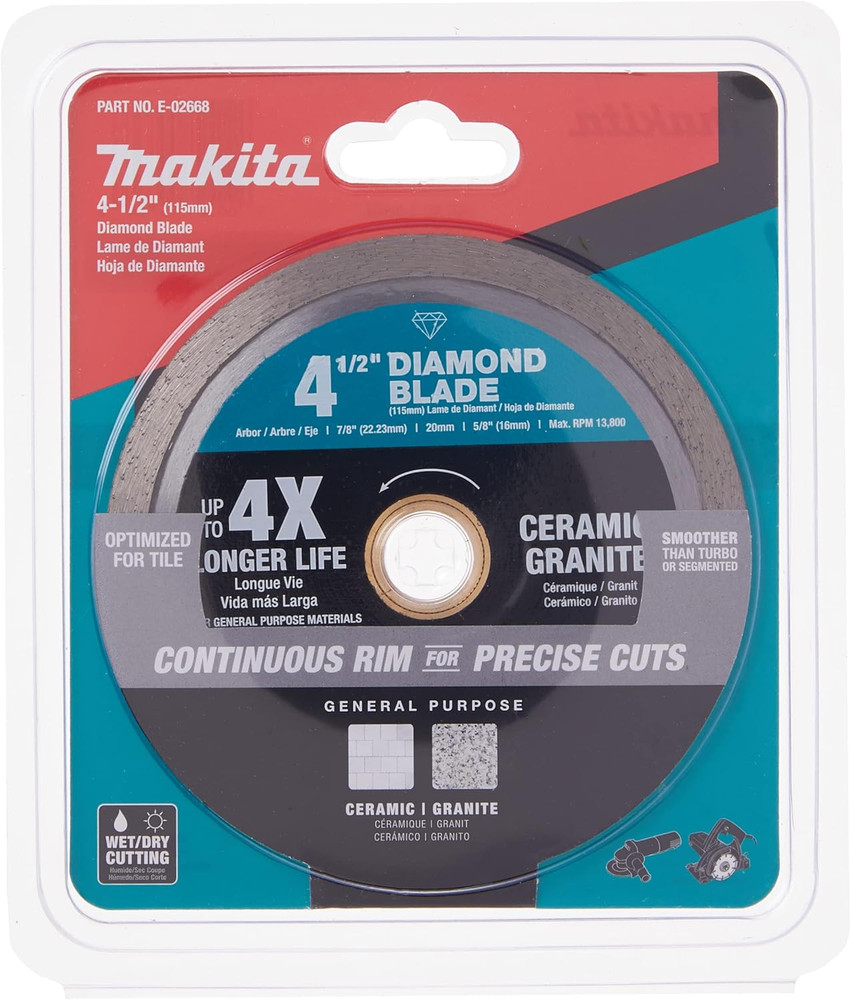 E-02668 4-1/2" Diamond Blade, Continuous Rim, General Purpose