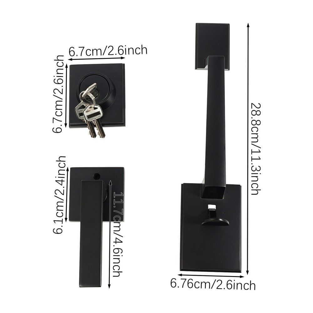 Front Door Handle and Deadbolt Set Matte Black Front Door Lock Set Knob