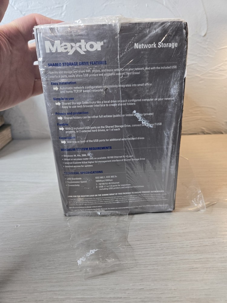 Maxtor Shared Storage 300GB External Hard Drive Small Office & Home Network NEW