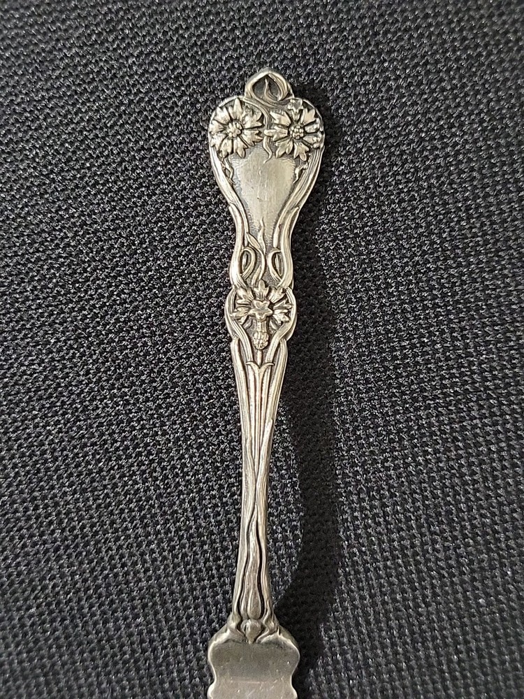 Antique Alvin Iris Pattern Sterling Silver Lemon Fork Art Nouveau c1904