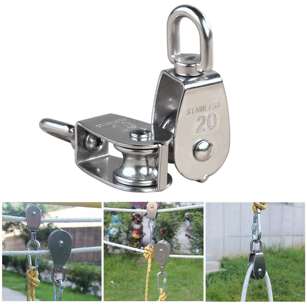 M20 Silver Single Pulley Wheely Blocks - 75kg Load Capacity & Eco-Friendly