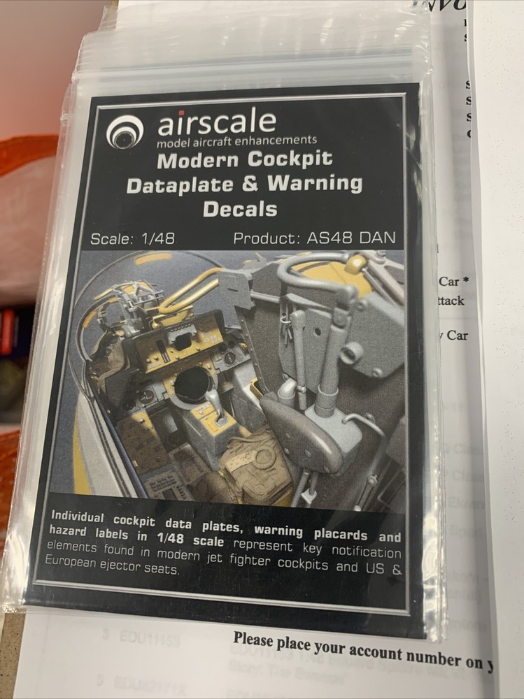 1/48 AirScale #AS48DAN  Modern Cockpit Dataplate And Warning Decals