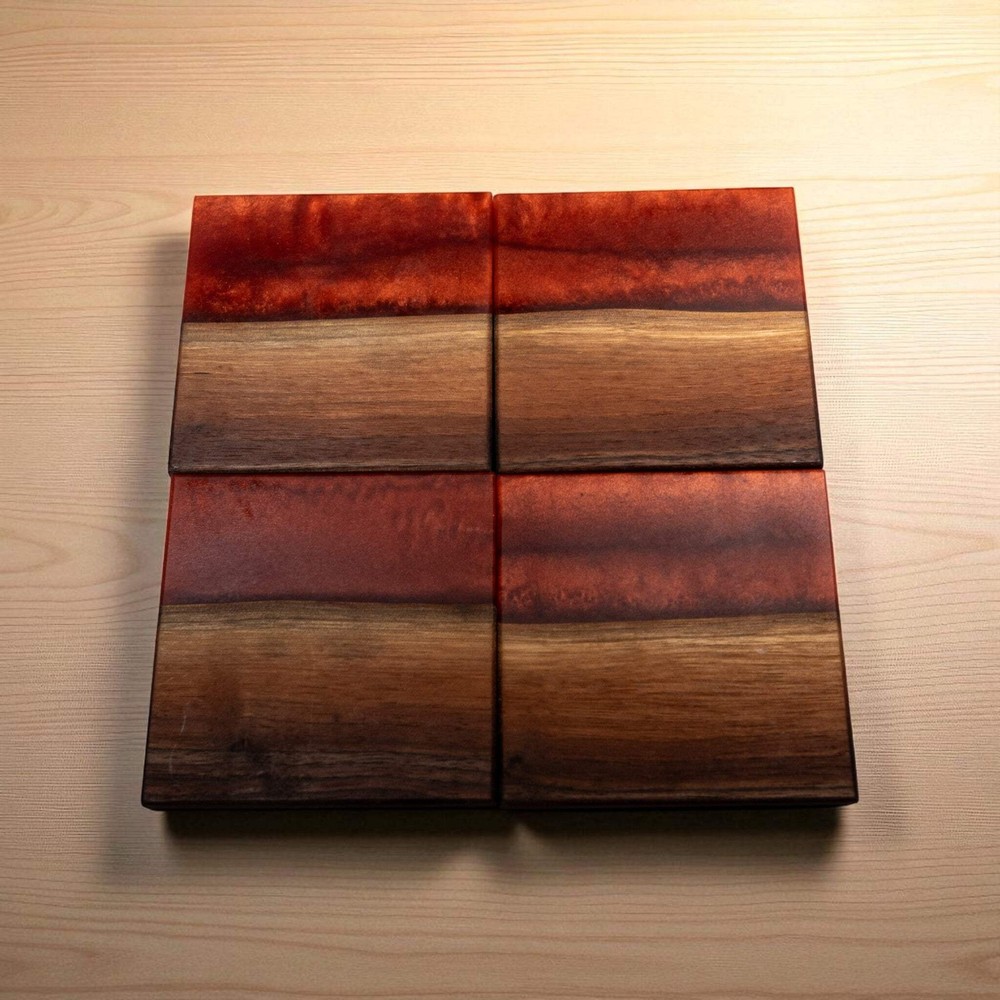 Walnut Wood with Copper Epoxy Coaster