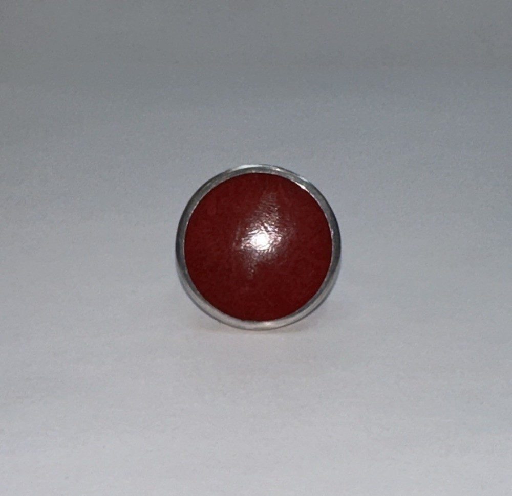 Vintage 925 Sterling Silver Ring With Round Red Stone