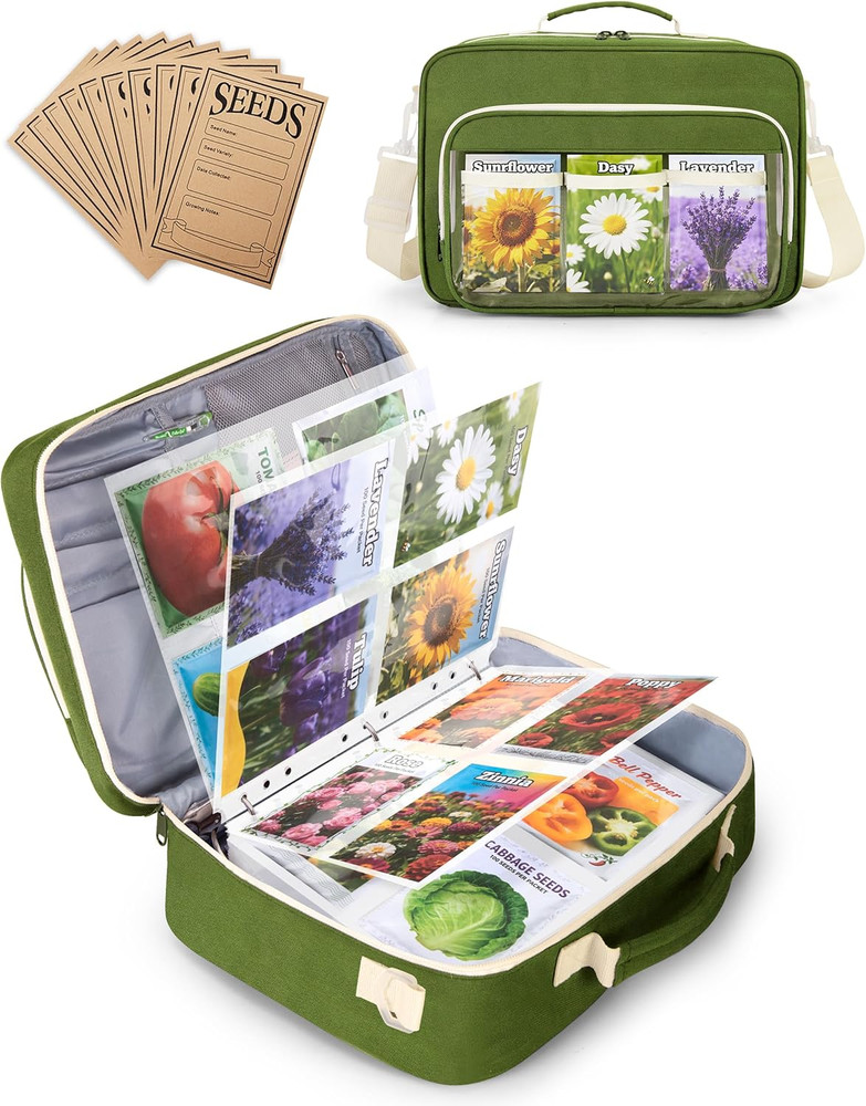 Seed Storage Organizer Binder with 20 PCS Reusable Seed Envelopes - 30 Pack Shee