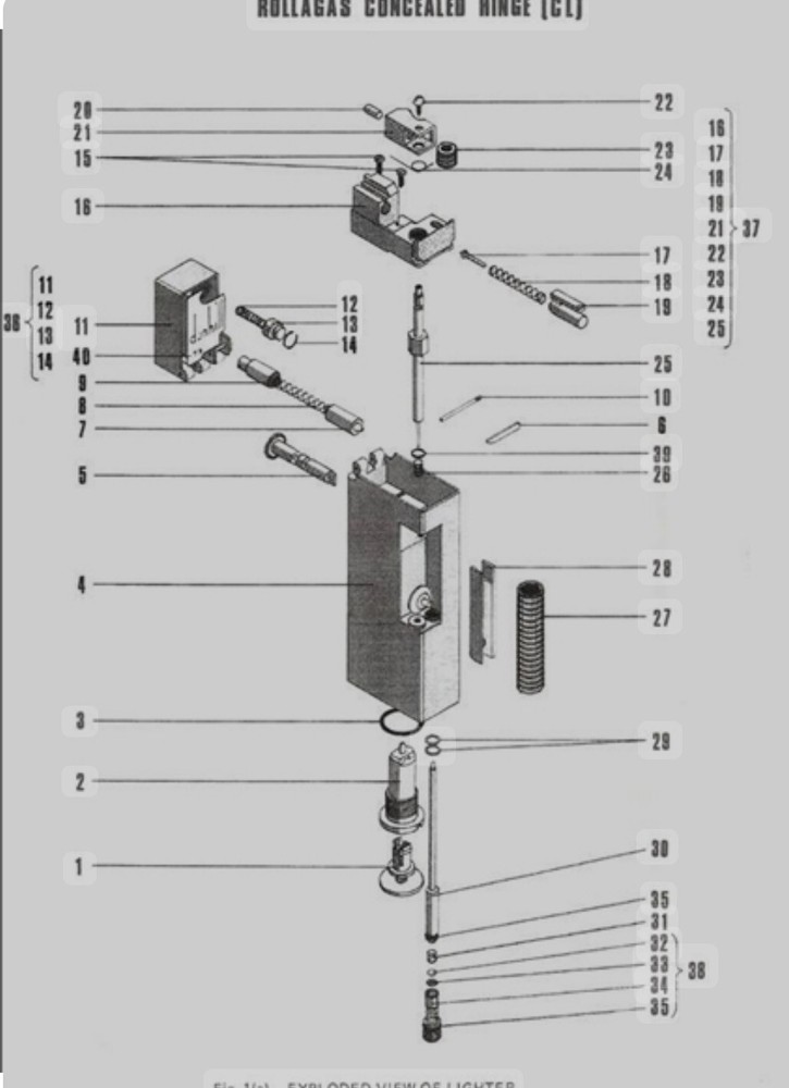 Thumb Roller Axle Dunhill Rollagas Lighter #25 On Diagram Authentic Part