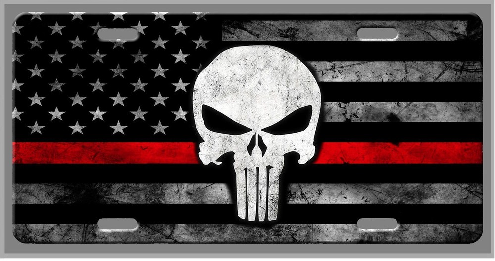 Thin Red Line Fireman Fire Fighter Car Vanity Tag - License Plate