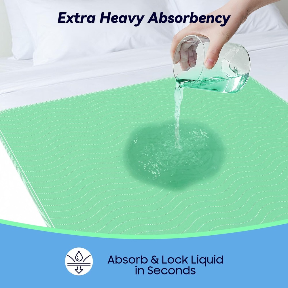4 Pack 36” x 36” Extra Heavy Absorbency Washable Underpads, Waterproof Quick ...