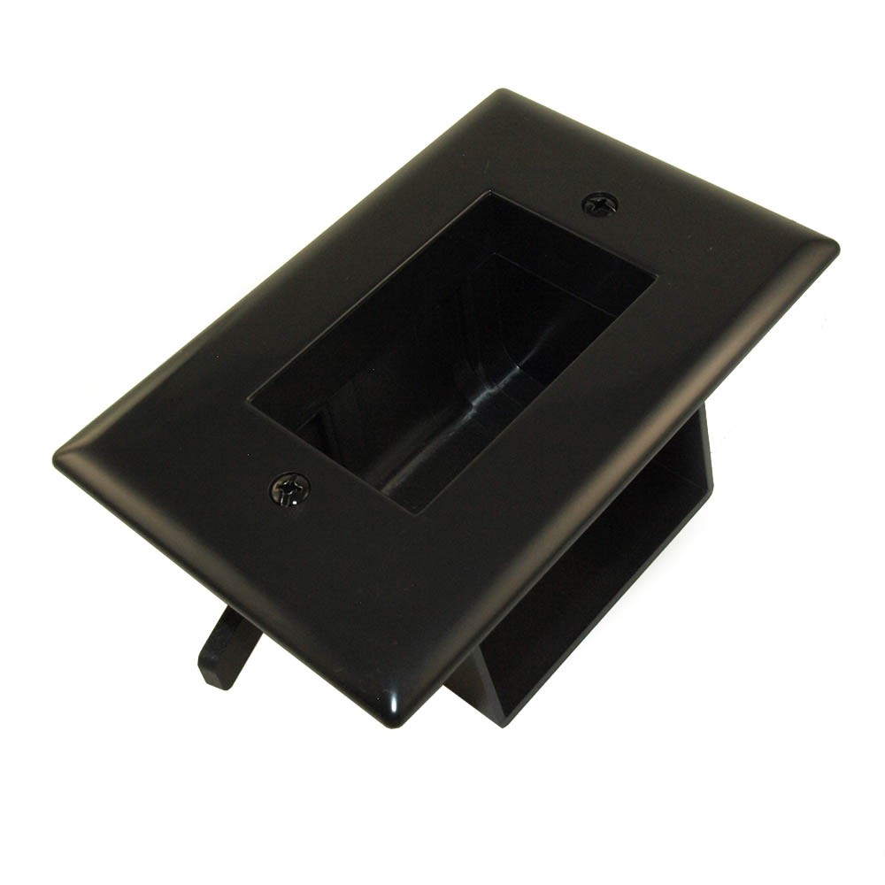 Wallplate: Recessed Low Voltage Cable Pass-Thru w/Easy Mount Black
