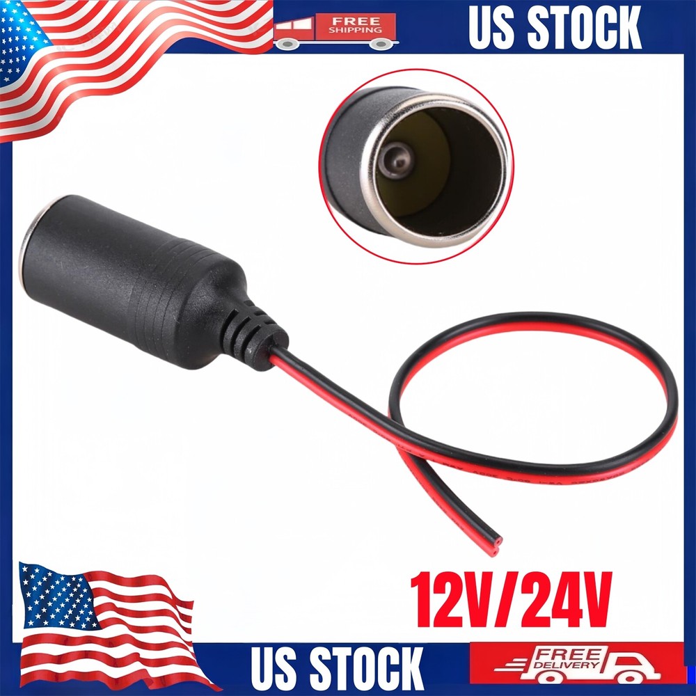 Universal Car Cigarette Lighter Charger Cable Female Socket Plug Connector 12V