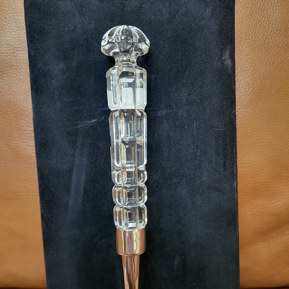 Nordstrom Silver Lead Crystal Handle Salad Serving Set with Spoon & Fork In Case
