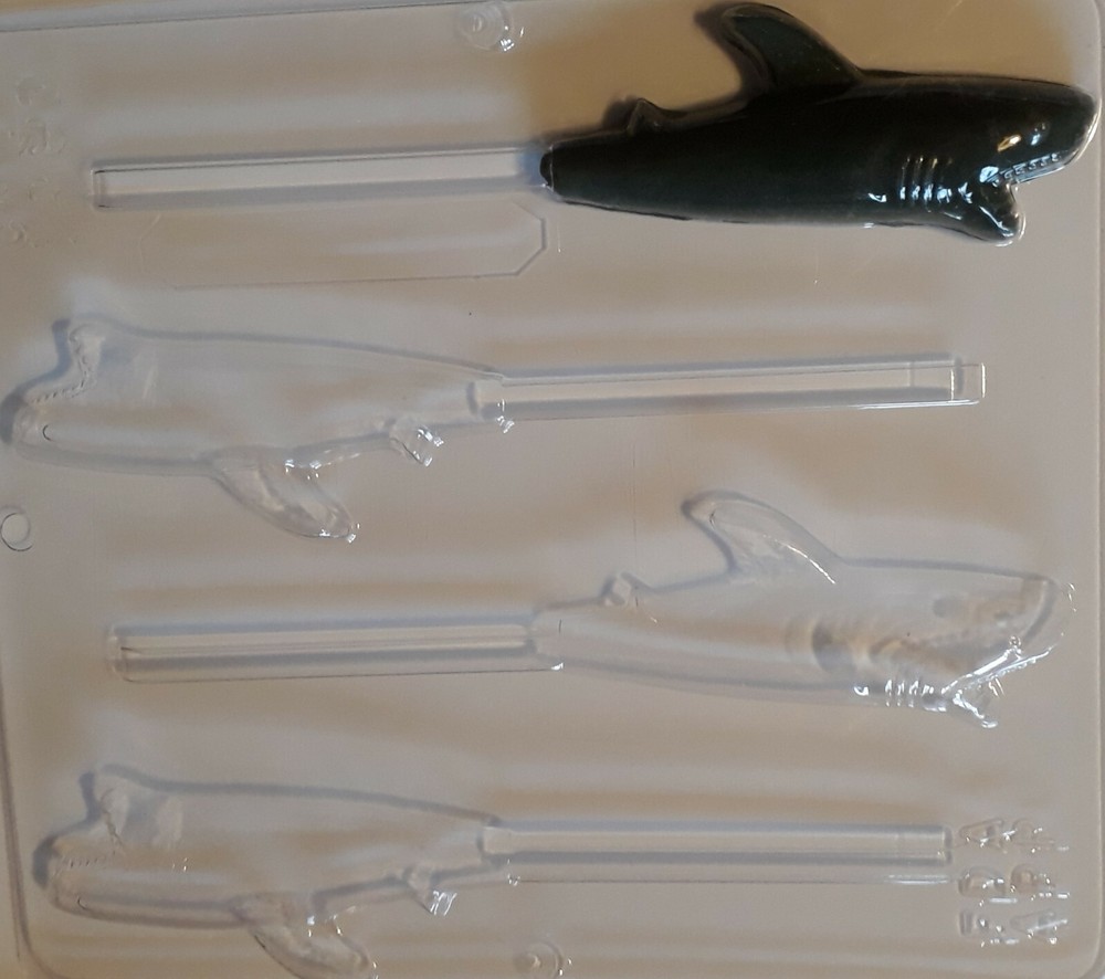 SHARK CHOCOLATE LOLLIPOP MOULD 4 CAVITY