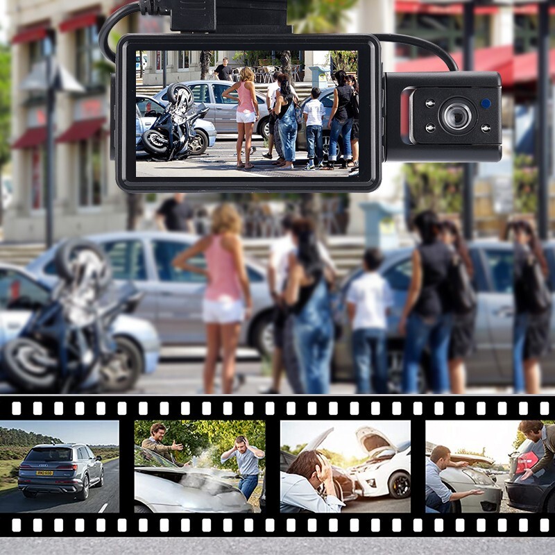 2 Lens Dash Cam Car DVR Driving Video Recorder Front/Inside Camera Night Vision