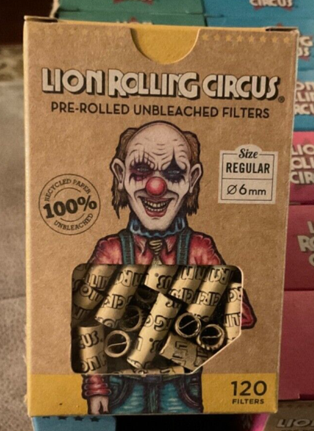 Lion Rolling Circus Unbleached Cardboard Filter Tips Box of 120 6mm