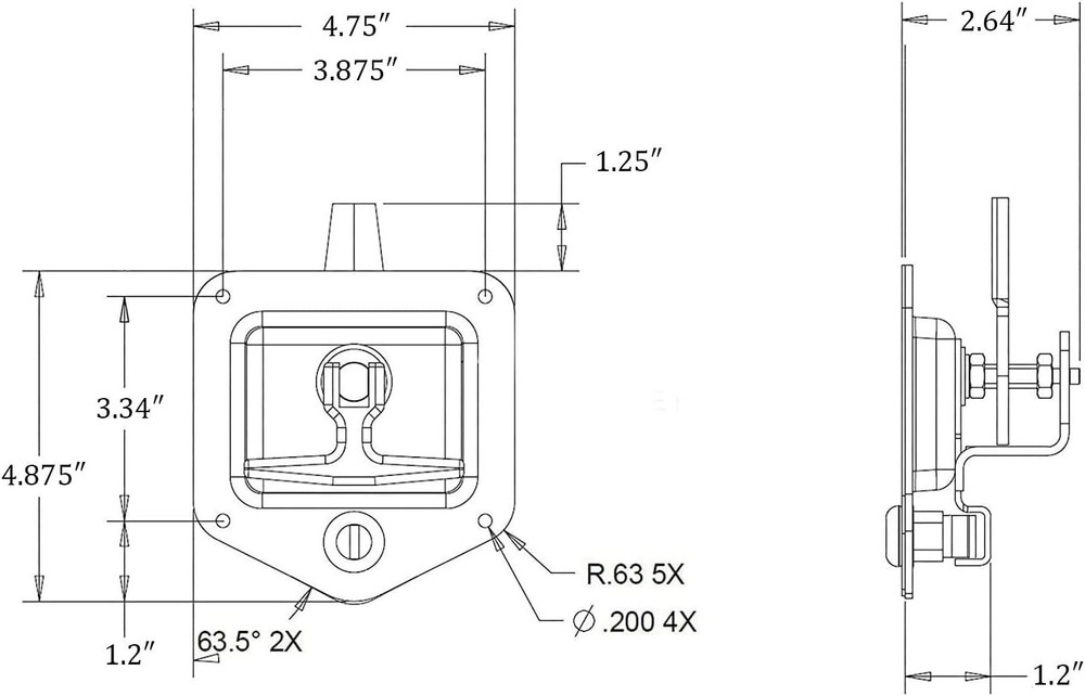 2 Pcs L8815 Tool Box Latch T Handle Latches with 2Pcs Toolbox Latch, Silver