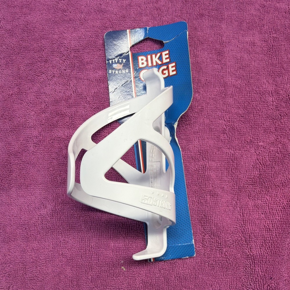 Fifty Strong Bicycle Water Bottle Cage WHITE Plastic #140