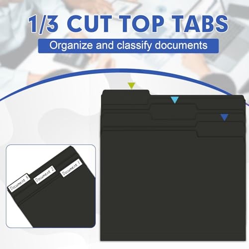 File Folder, 120 Pack 1/3 Cut Tab File Folders, File Folders Great for Black